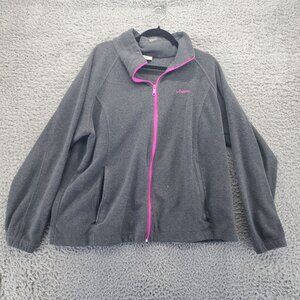 Columbia Jacket Womens 2X Gray Full Zip Fleece Lightweight Casual Outdoor Warm